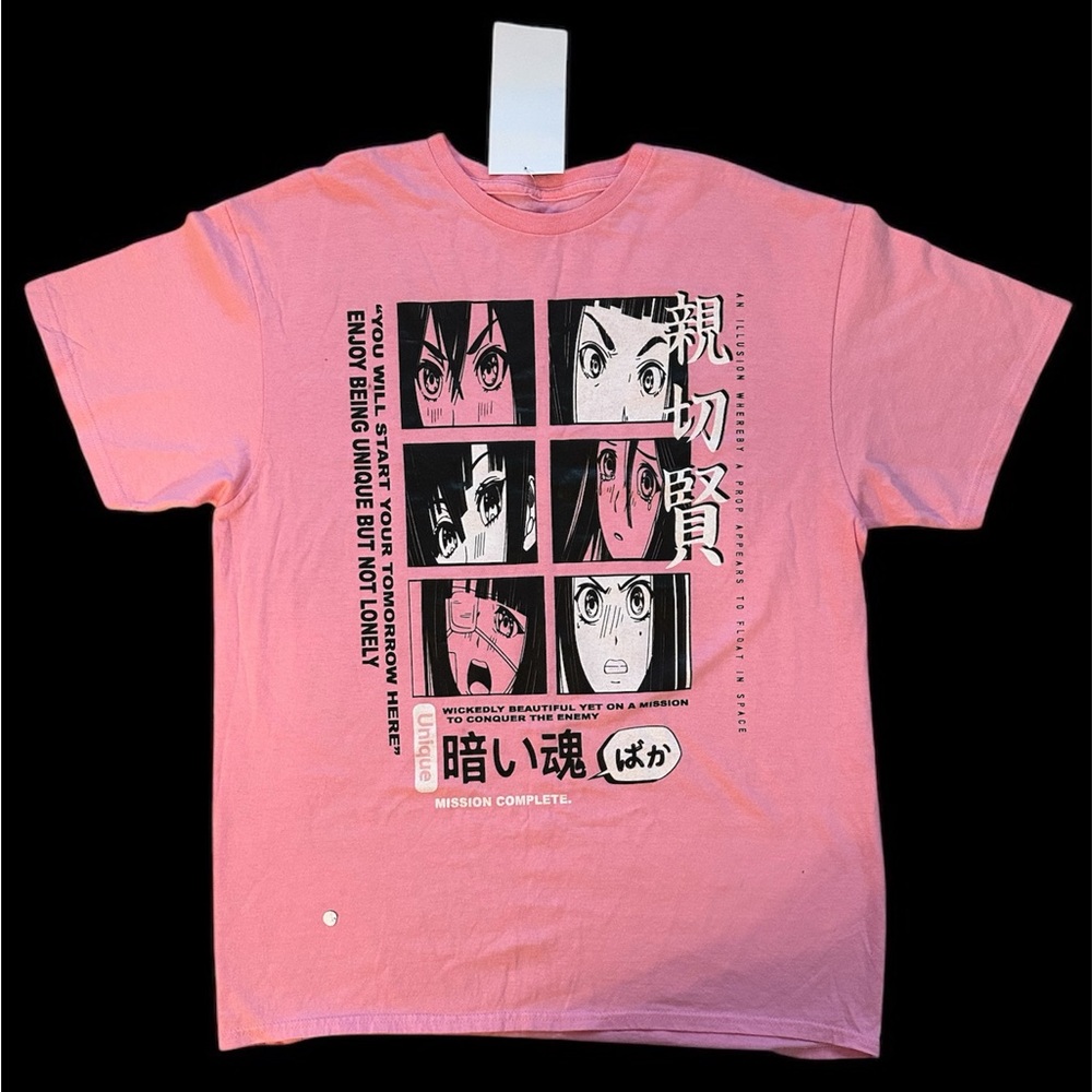 Anime Girl Manga Panel Graphic Tee Pink Size Large (Unisex) – Never Worn